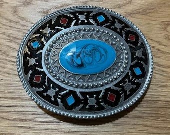 Hebilla de cinturón vintage de bergamota – C-257 Diseño inspirado en turquesa del suroeste