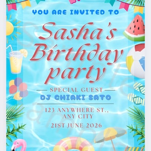 パーソナライズされたプールをテーマにした誕生日カード