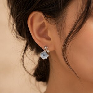 925 Silver Fish Cloud Drop Earrings | Hypoallergenic Ocean Beach Earrings image 5