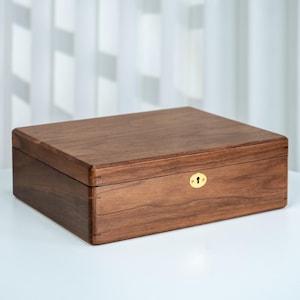 Large Jewelry Box with lock, Custom Walnut Wood Jewelry Storage Box Engraved, Birthday gifts for her, Necklace Organizer, personalized gift