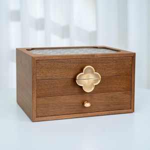 Portagioie in legno con specchio, grande portagioie da donna, portagioie, regalo di compleanno personalizzato per lei, portagioie personalizzato