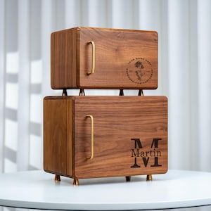 Portagioielli personalizzato per donna, portagioielli in legno massello con 3/4 cassetti, portagioielli personalizzato, regalo per la mamma, organizer per gioielli inciso