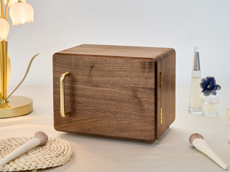 Solid Wooden Jewelry Box with 4 drawers, Custom engraved jewelry organizer handmade, Luxury Jewelry Storage Box, Solid Walnut Jewellery Box image 1