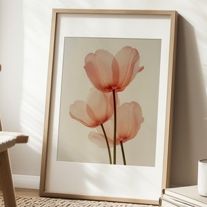 Tulip Wall Art, Modern Botanical Prints, Floral Poster Home Decor, Minimalist Flower Artwork for Living Room, Flower Print Bedroom Poster
