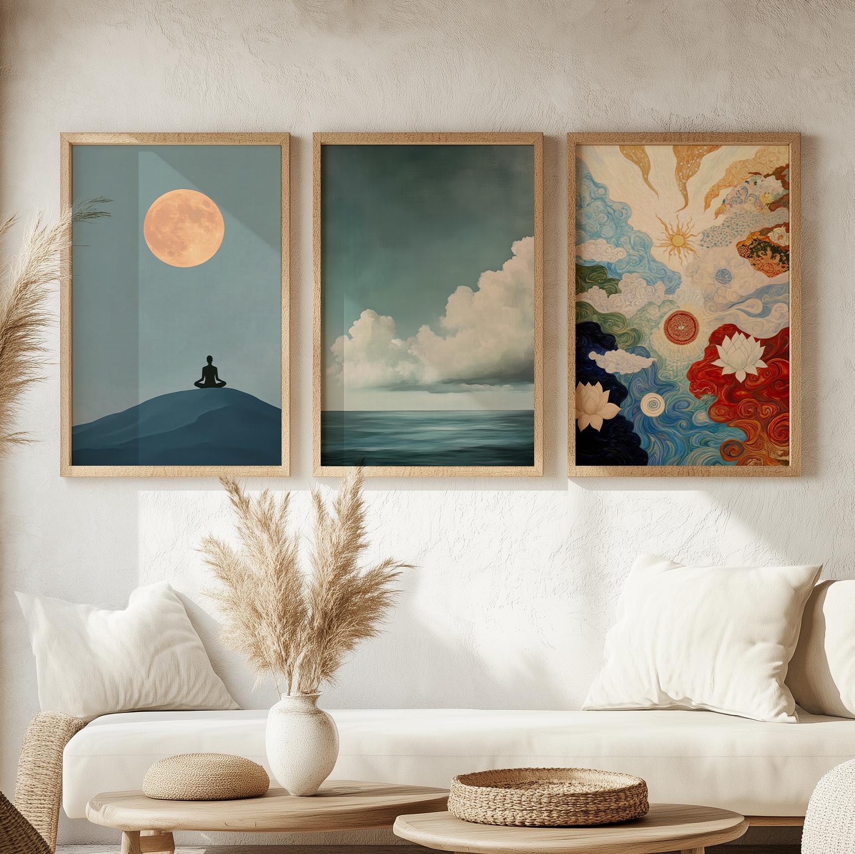 Bundle Meditation Room Decor, Printable Yoga Day Poster, Abstract ...