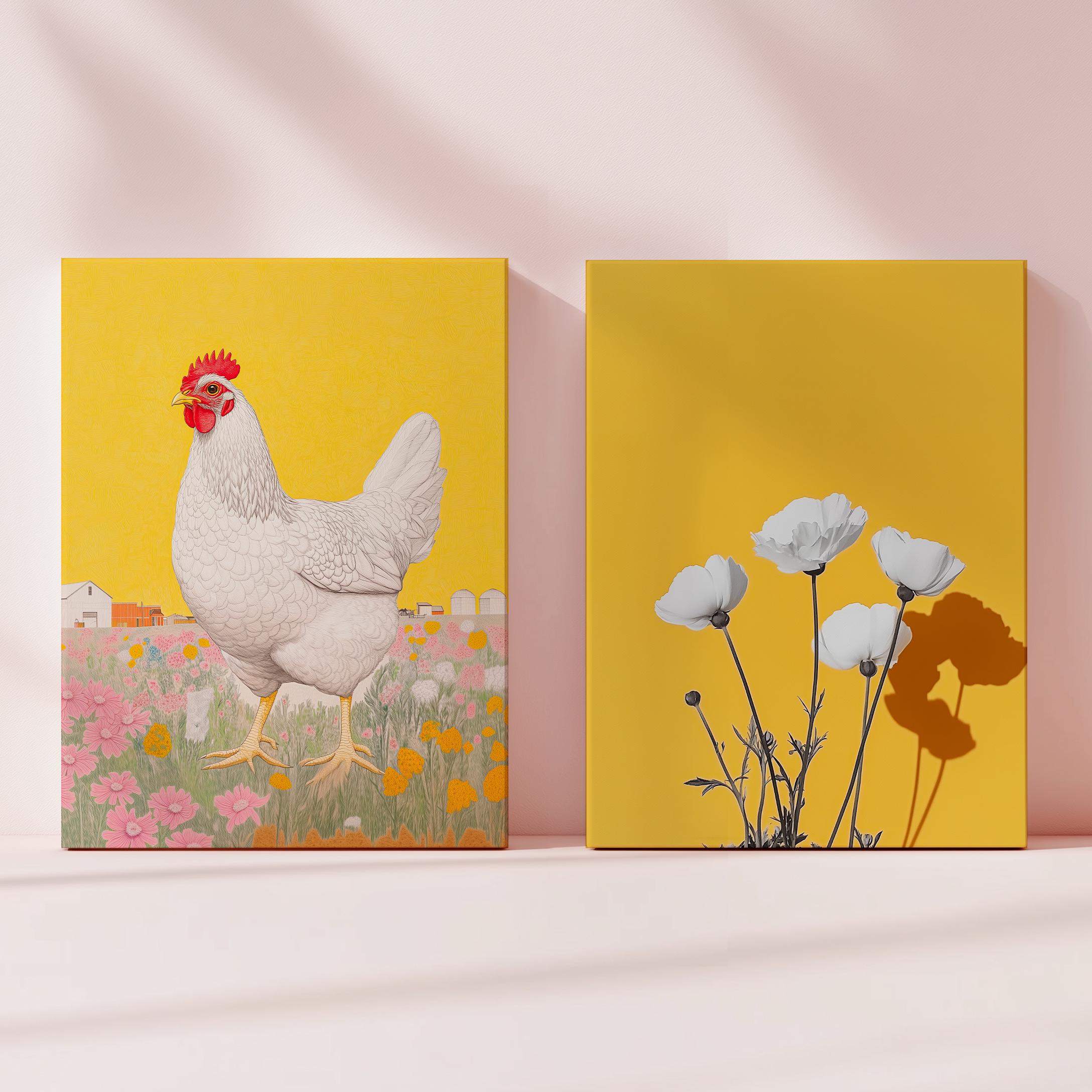 2 Chicken Poster, Animal Art Print, Chicken Lover Wall Art, Gift for ...