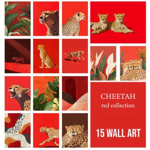 15 Cheetah Poster Red Collection, Red Cheetah Print Bundle, Cheetah Print Home Decor, Red Leopard Wall Art, Cheetah Picture, Digital Poster