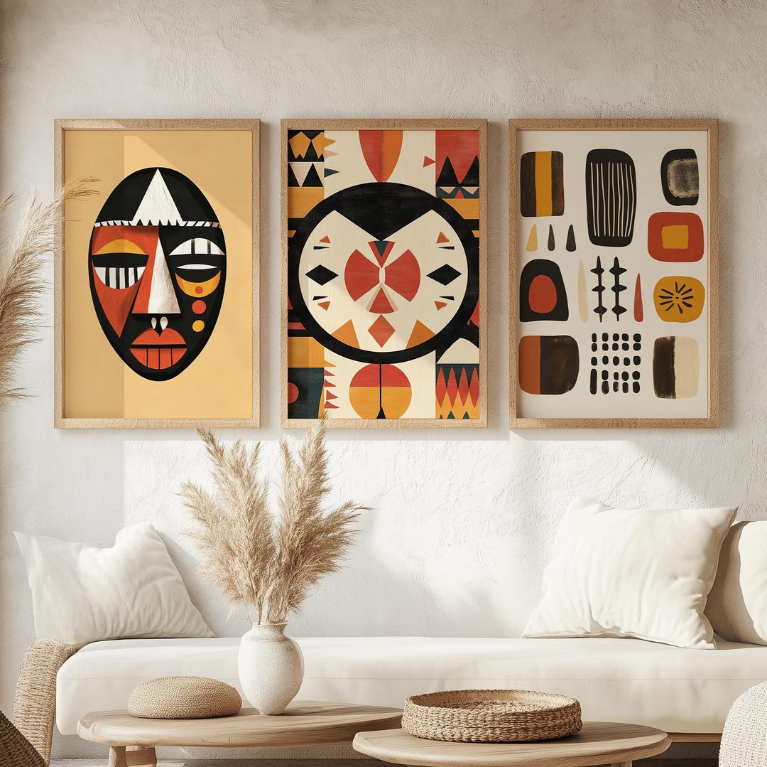 Set of 3 African Wall Art Print Tribal Safari Decor Ethnic Poster Boho ...