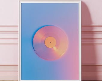 Minimalist Vinyl Record Poster Wall Art for Music Lovers Retro Music Print Musician Digital Download Pink Retro Music Wall Art Groovy Poster