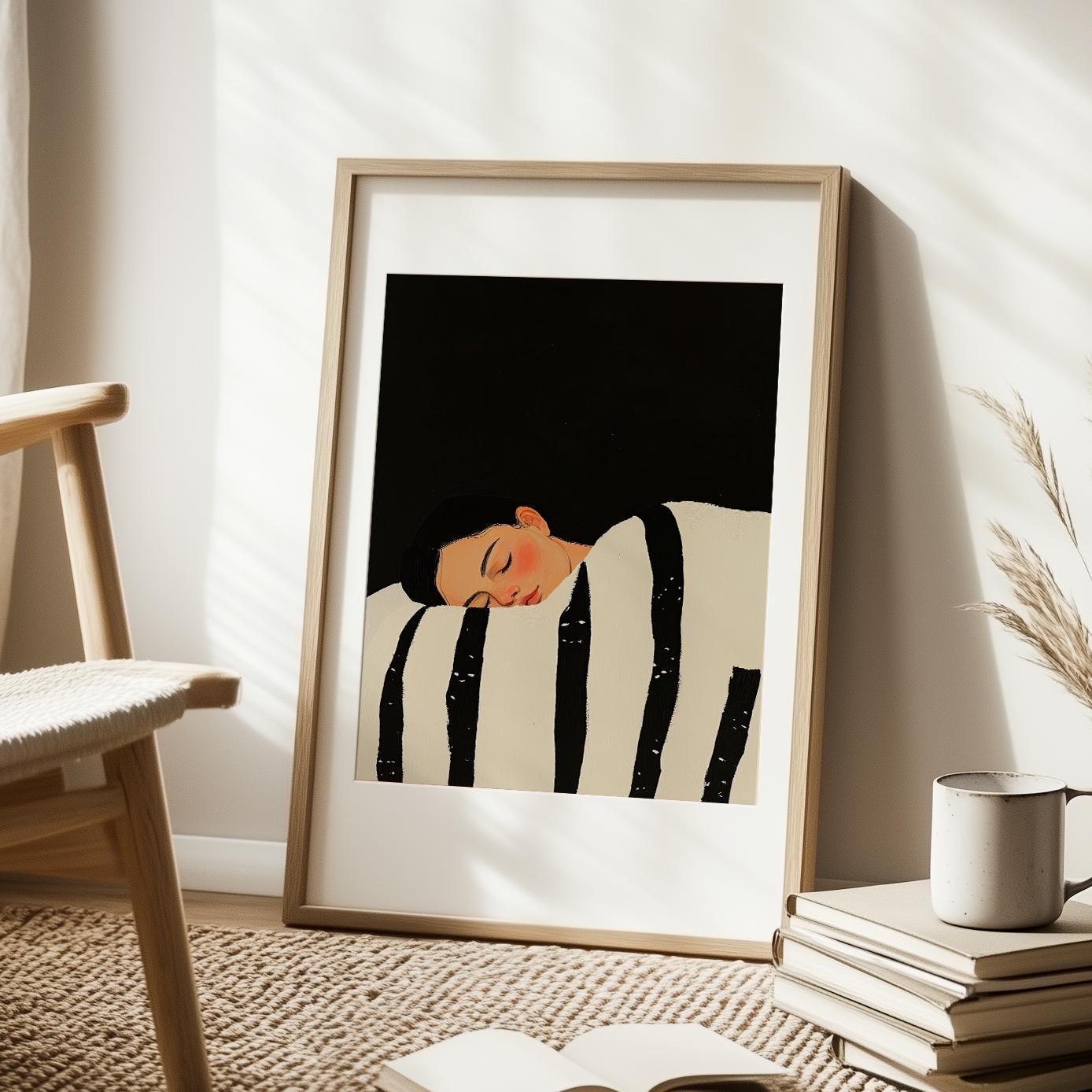 Abstract Woman Portrait Wall Art Modern People Poster Black & White ...