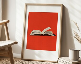Book Lover Wall Art Digital Print Cozy Home Library Poster Minimalist Reading Decor Gift for Writers Readers Printable Artwork Study Room