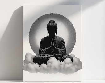 Black and White Buddha Poster, Minimalist Zen Wall Art, Spiritual Poster, Meditative Home Decor, Modern Yoga Art Print, Peaceful Gift