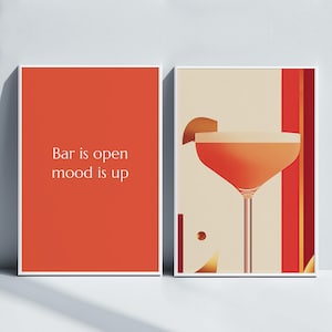 Juego de dos carteles de cócteles, cita divertida de margarita, ambiente retro, arte mural de cócteles, impresión humorística, decoración de bar, regalo para amantes de las bebidas, arte impreso divertido