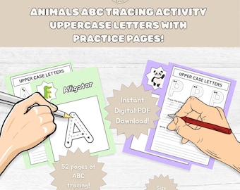 Animal ABC Tracing Book – Uppercase Letters A to Z