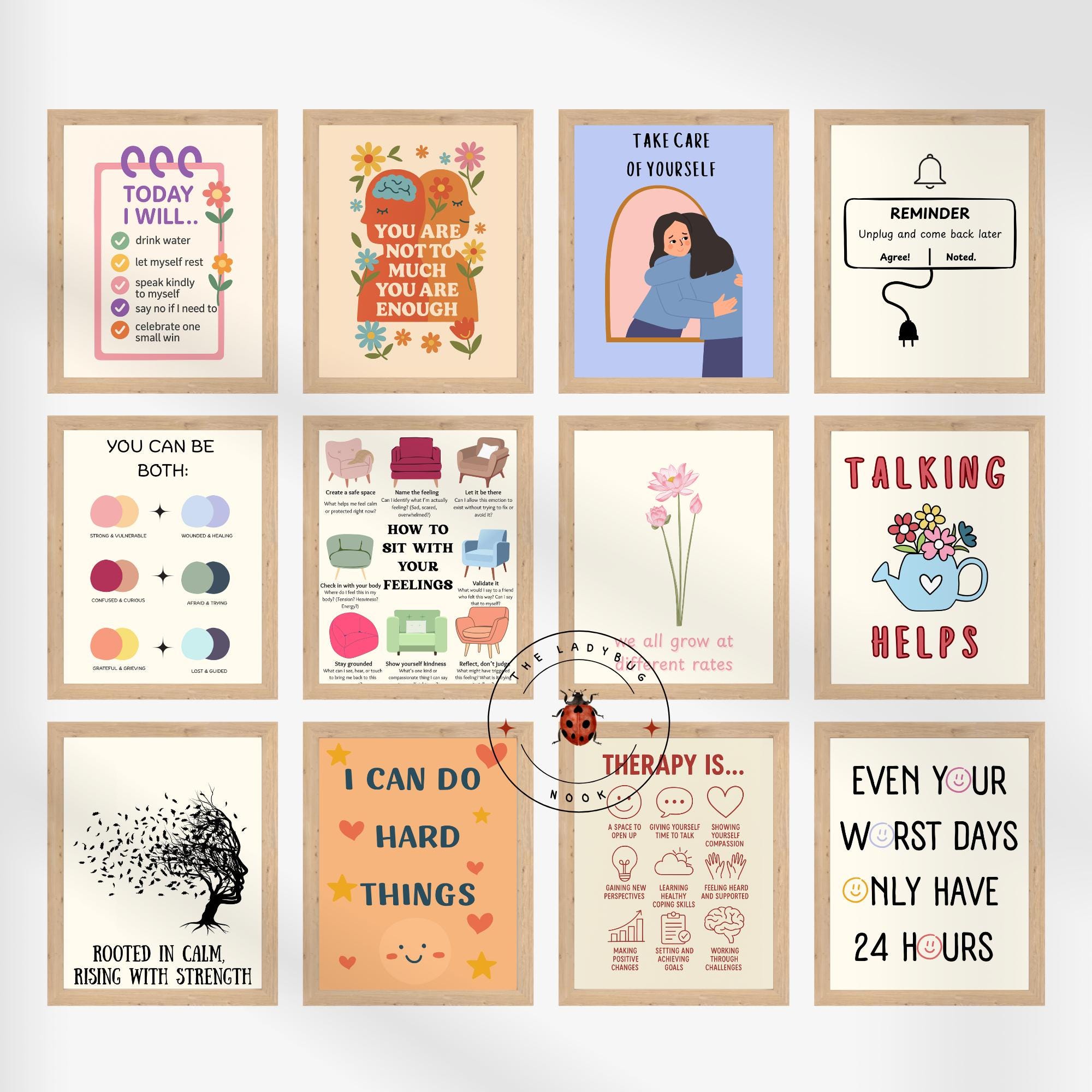 Therapist Office Digital Wall Art | Mental Health Quotes Printable | Counseling Decor for Therapy Rooms