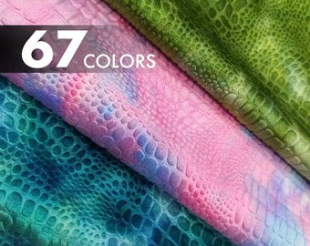 Iridescent Crocodile Embossed Chenille Velvet Fabric by the Yard Gradient Textured Velours, Crocodile Skin Pattern Costume Upholstery Fabric