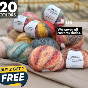 Kid Silk Mohair Yarn, Silk Yarn-Hand Dyed Kid Mohair, Yarn Lacing, Yarn Knitted Knit, Rainbow Mohair