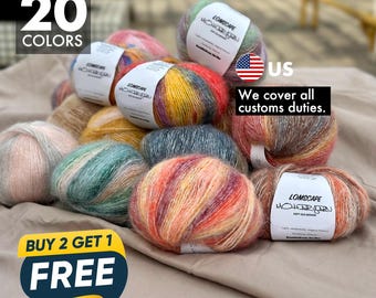 Kid Silk Mohair Yarn, Silk Yarn-Hand Dyed Kid Mohair, Yarn Lacing, Yarn Knitted Knit, Rainbow Mohair