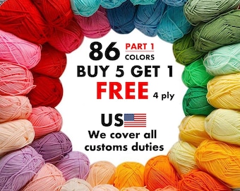 High Quality 4 ply Milk Cotton Yarn 86 colours 50g Skein for Crochet Flowers Bags Knitting Amigurumi Blankets Yarn 86-part1-69 colours
