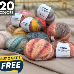Kid Silk Mohair Yarn, Silk Yarn-Hand Dyed Kid Mohair, Yarn Lacing, Yarn Knitted Knit, Rainbow Mohair