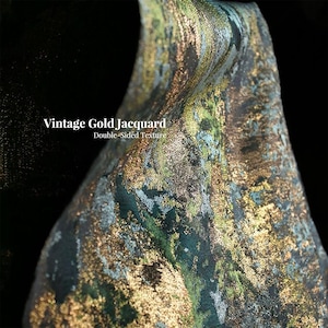 Iridescent Metallic Jacquard Fabric by the Yard Luxury Couture Abstract Gold Foil Designer Fabric for Dress, Costume, Runway Fashion Sewing
