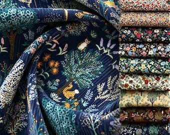 Forest Animals Woodland Friends Corduroy Fabric Vintage Cotton Fabric for Sewing Dresses Hats Bags Clothing Blankets Baby Accessories Sewing