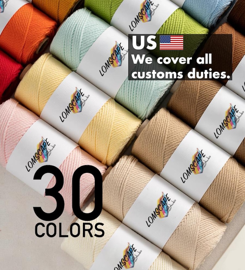 May include: An assortment of 30 colorful yarn skeins, each wrapped with a label that reads "LOMSCAPE". The yarn colors include shades of orange, green, yellow, pink, and beige. The image also displays the text "30 COLORS".