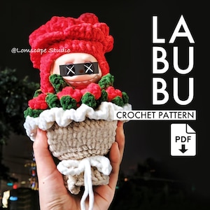 Labubu Rose Bouquet Crochet Pattern Amigurumi Doll Costume PDF Costume Amigurumi Doll Clothes PDF Tutorial Labubu Outfit Labubu clothing