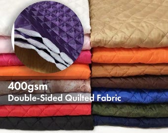 19 colors Reversible Quilted Fabric, Wind Resistant Water Repellent Fabric Double Sided Diamond Padded Fabric for Jackets, Bags, Coat Sewing
