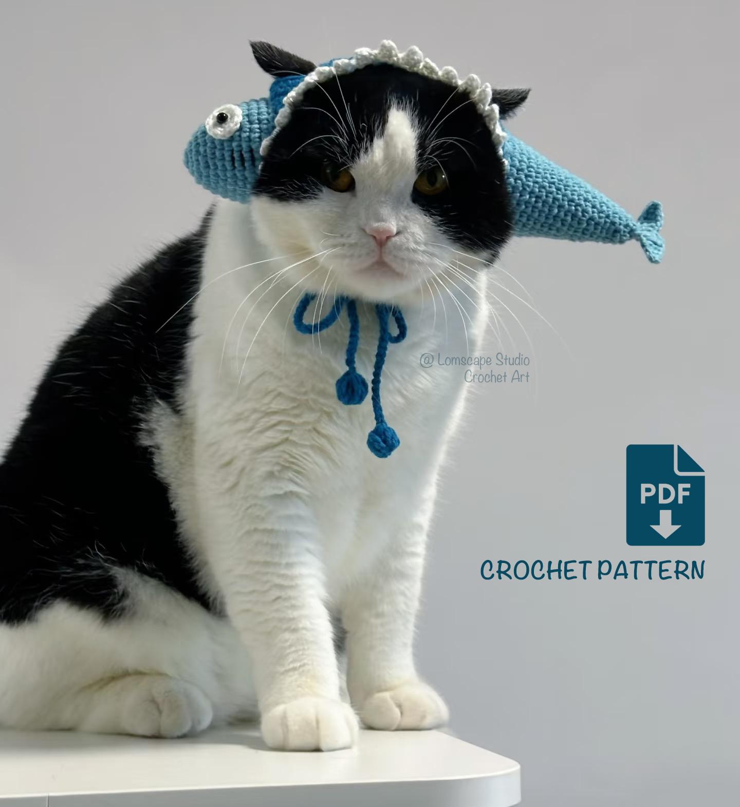PET Crochet Pattern PDF Fish Hat Costume for Cats Dogs Dolls Hat