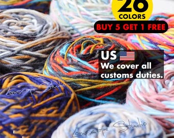 26 Multicolored Icelandic Bulky Wool Yarn Soft Chunky Yarn Rainbow Yarn Knitting Sweaters Crochet Projects Merino Wool Yarn Hand Dyed Yarn