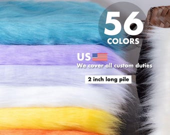 5cm Long Pile Faux Fox Fur Fabric Thickened Faux Fur for Blankets, Pillows, Handmade Crafts, Dolls, Cosplay Fursuits, Home Decor 56 Colors