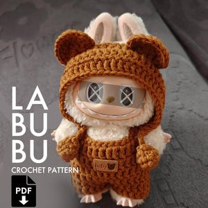 Teddy Bear Overalls Crochet Pattern for Labubu Crochet Clothes Pattern | Amigurumi Outfit PDF | Designer Toy Clothes DIY Set