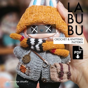 Labubu Outfit Postbode Haakpatroon Stijlvolle Kleding voor Collectible Dolls Moderne Amigurumi Poppenkleertjes Labubu Cosplay Tutorial Mode