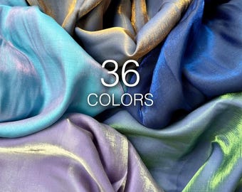 Iridescent Fabric by the Yard – 36 Colors Cotton Blend Shimmer Fabric, 60" Wide Color Shifting Fabric for Dress, Costume, Cosplay, Sewing