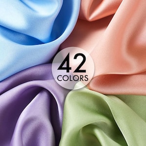 42 Colors Soft Silky Satin Fabric by the Yard with Stretch for Wedding Gowns, Bridesmaid Dresses, Dress, Costume, Cosplay, Sewing, Charmeuse