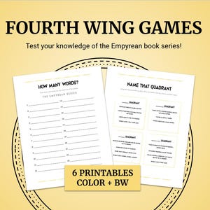 Fourth Wing / Onyx Storm Printable Games