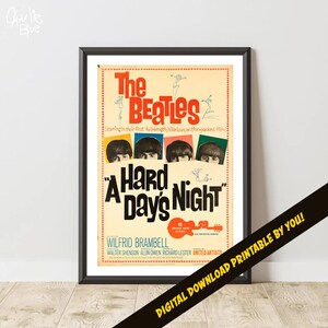 Beatles Hard Days Night Escaneo raro del póster original, IMPRIMIBLE por usted - varios tamaños y proporciones disponibles para descargar