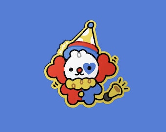 Biscoff the Clown Dog | Vinyl Sticker