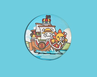 SunLion Pirate Ship | Metal Pinback Button