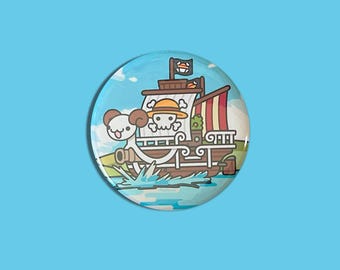 Merry Goat Pirate Ship | Metal Pinback Button