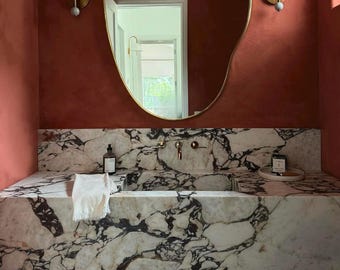 Calacatta Viola Marble Sink: Hand Carved Bathroom Vanity, 31"