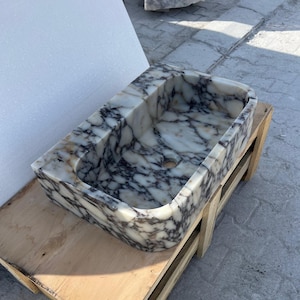 Ready to Ship Custom Order Calacatta Viola Marble Sink - Small Rectangle Marble Sink - Natural Stone Marble Wash Basin - Bathroom Sink -