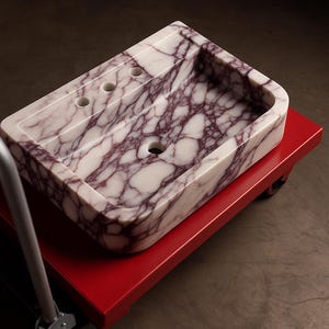 Ready to Ship Custom Order Calacatta Viola Marble Sink - Small Rectangle Marble Sink - Natural Stone Marble Wash Basin - Bathroom Sink -