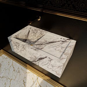 Custom Size Lilac Marble with Countertop - Rectangular Marble Sink - Natural Stone Marble Wash Basin - Wall Mounted Sink - Bathroom Decor