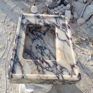 Custom Order Calacatta Viola Marble Sink - Marble Sink  - Natural Stone Sink - Modern Marble Wash Basin - Bathroom Vanity