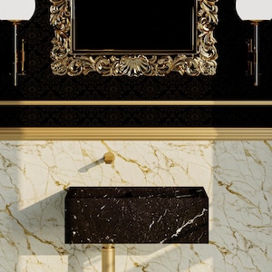Custom Order Nero Marble Black Sink - Wall Mounted Marble Sink - Natural Stone Marble Wash Basin - Hand Carved Marble Sink - Bathroom Vanity