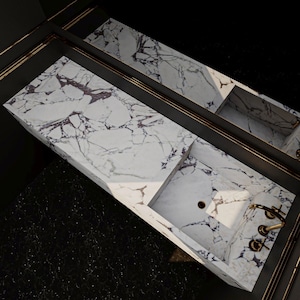 Custom Order Calacatta Viola Marble Sink - Marble Countertop Sink - Natural Stone Long Marble Sink - Marble Kitchen Sink - Bathroom Decor