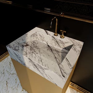Rectangular Lilac Marble Sink - Custom Order Marble Bathroom Sink - Wall Mounted Wash Basin - Natural Stone Marble Sink - Bathroom Vanity