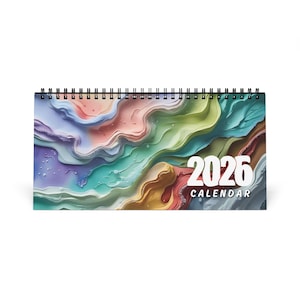 2026 Abstract Watercolor Desk Calendar: Colorful Home Office Decor